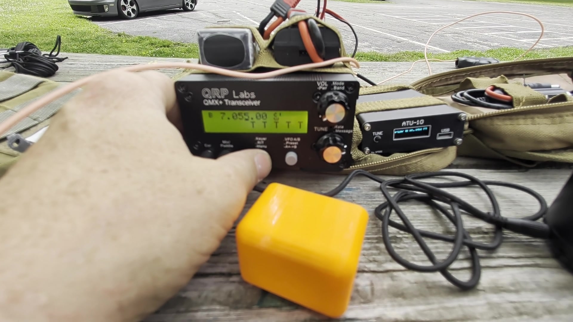 QMX+ and ATU-10 on picnic table at Trail Creek