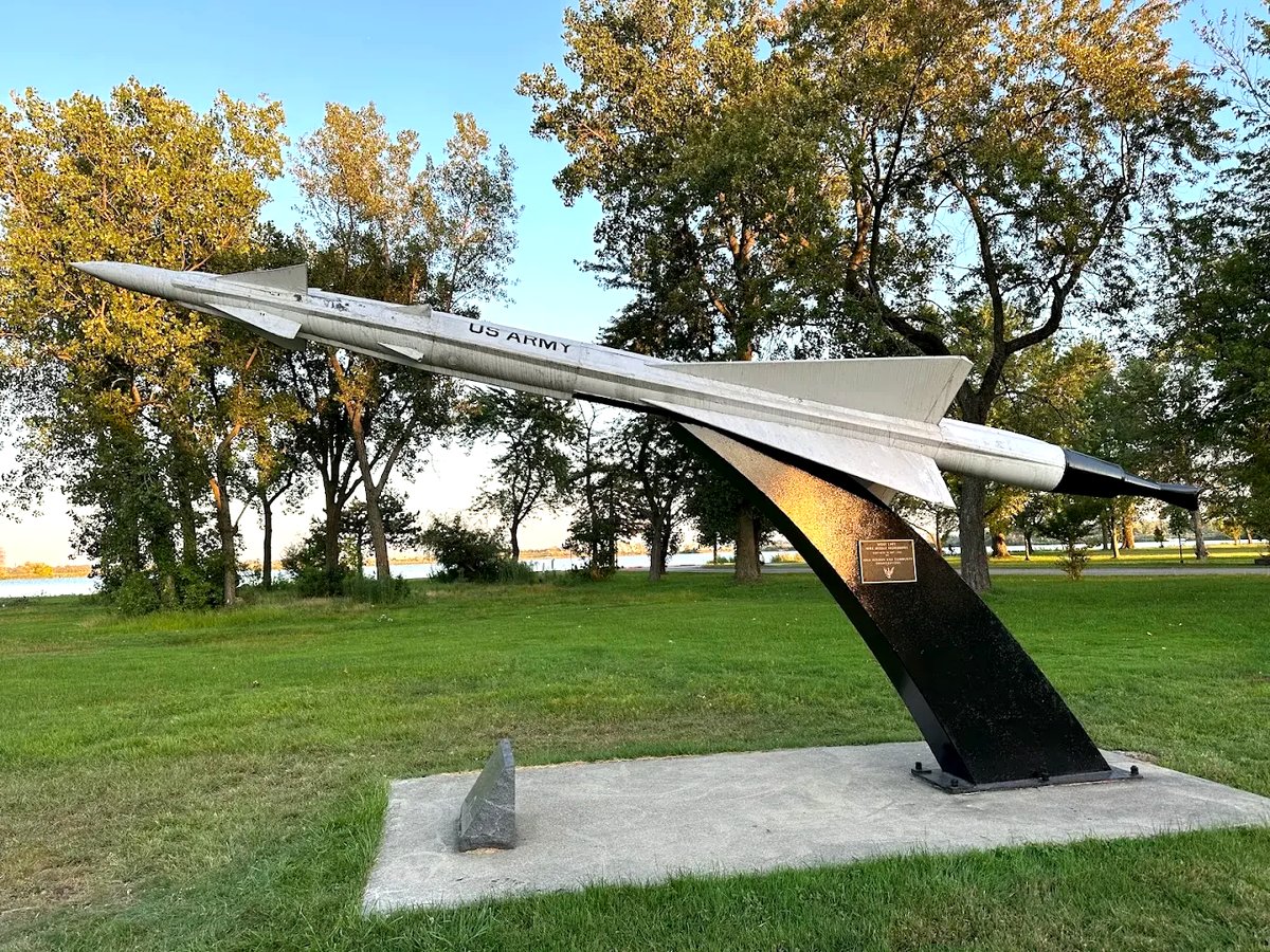 Nike Ajax missile monument at William W. Powers State Recreation Area, Wolf Lake
